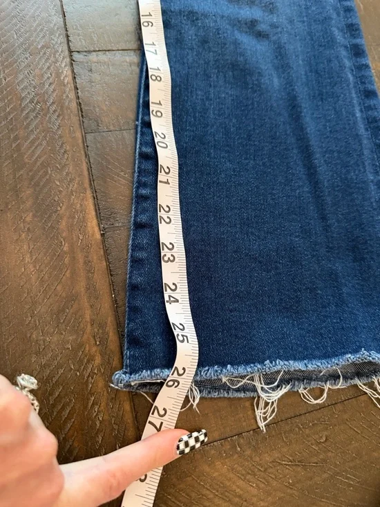 MOTHER High-Rise Hustler Ankle Fray Indigo Blue Slim Jeans - Picture 13 of 14